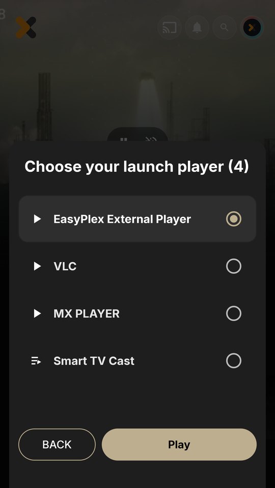 EasyPlex app player choice with EasyPlex External Player first