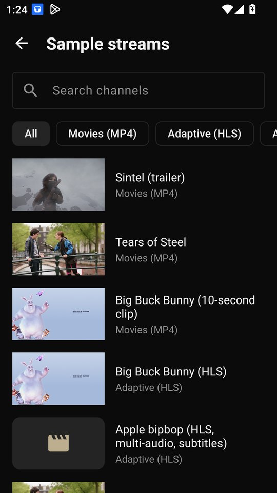 EasyPlex Player playlist screen